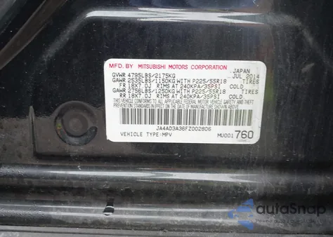 2015 Mitsubishi Outlander Se z USA, uszkodzony, nr VIN JA4AD3A36FZ002806